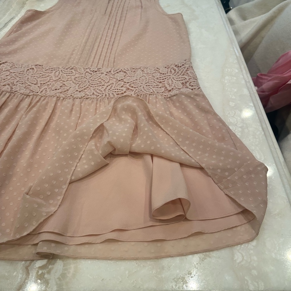 Marchesa Rose Blush Swiss Dot Lace Waist Sleeveless Dress – Size S/M - Picture 10 of 15